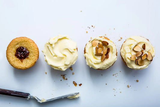 Jam-Filled Almond Cupcakes